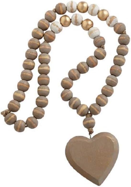 Mud Pie Heart Pendant Décorative Decorative Beads, Grey, Gold | Amazon (US)