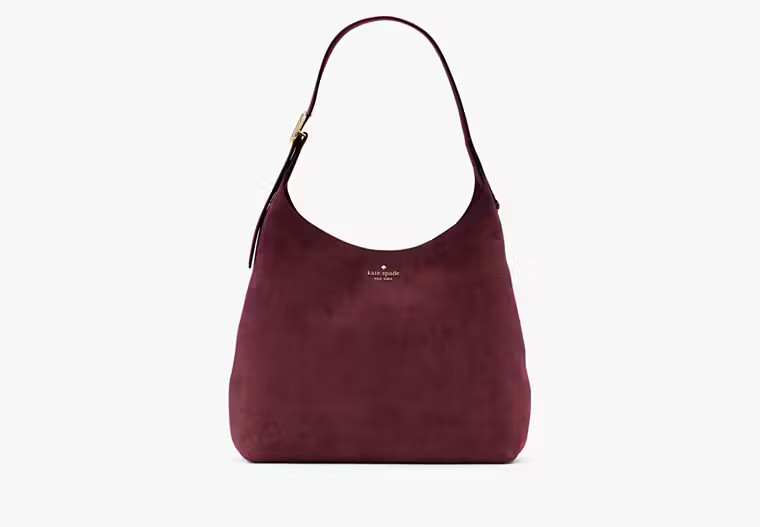 Kate Spade 454 Suede Large Shoulder Bag, Dark Merlot | Kate Spade Outlet