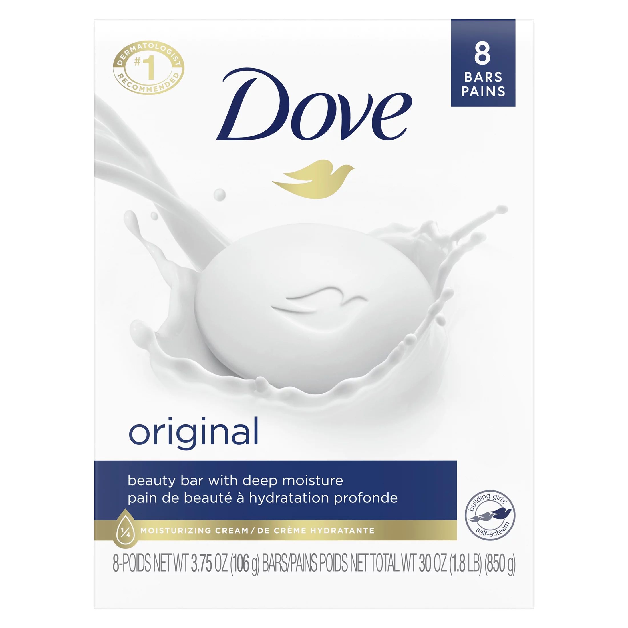 Dove Original Deep Moisturizing Beauty Bar Soap, Unscented, 3.75 oz (8 Bars) - Walmart.com | Walmart (US)