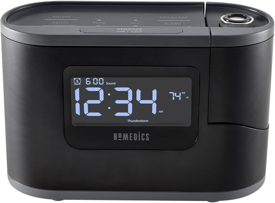 Homedics SoundSleep Recharged Alarm Clock & White Noise Sound Machine, 6-in-1 Projection Alarm Cl... | Amazon (US)