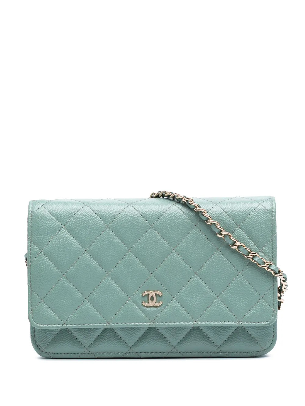 CHANEL Pre-Owned 2021-2025 CC Quilted Caviar Wallet on Chain crossbody bag - Green | Farfetch Global