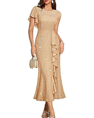 DRESSTELLS Sequin Formal Party Dress for Women Wedding Guest Cocktail Sparkly Prom Evening Dresse... | Amazon (US)
