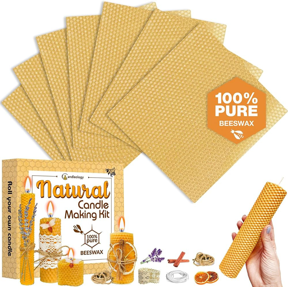 Beeswax Candle Making Kit - Natural DIY Candle Kit for Beginners (Adults & Kids) Candle Rolling K... | Amazon (US)