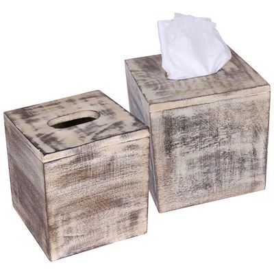 Farmhouse Wood Tissue Box Cover LuxeDesigns Finish: Solid Ivory | Wayfair North America