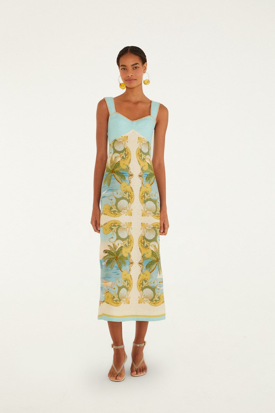 Multicolor Royal Sea Euroflax Premium Linen Maxi Dress | FARM Rio | FarmRio (US)