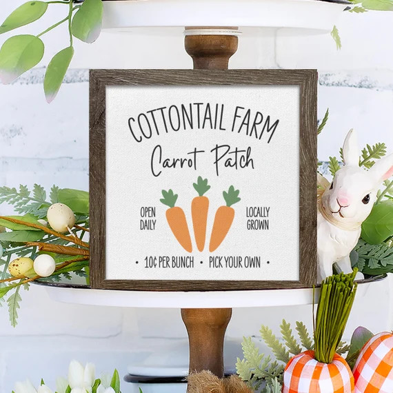 Easter Cottontail Farm Canvas Carrot Patch Open Daily Wood | Etsy | Etsy (US)