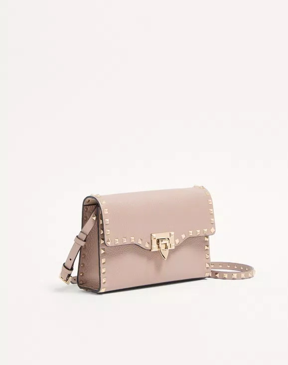 Small Rockstud Grainy Calfskin Crossbody Bag for Woman in Poudre | Valentino IN | Valentino