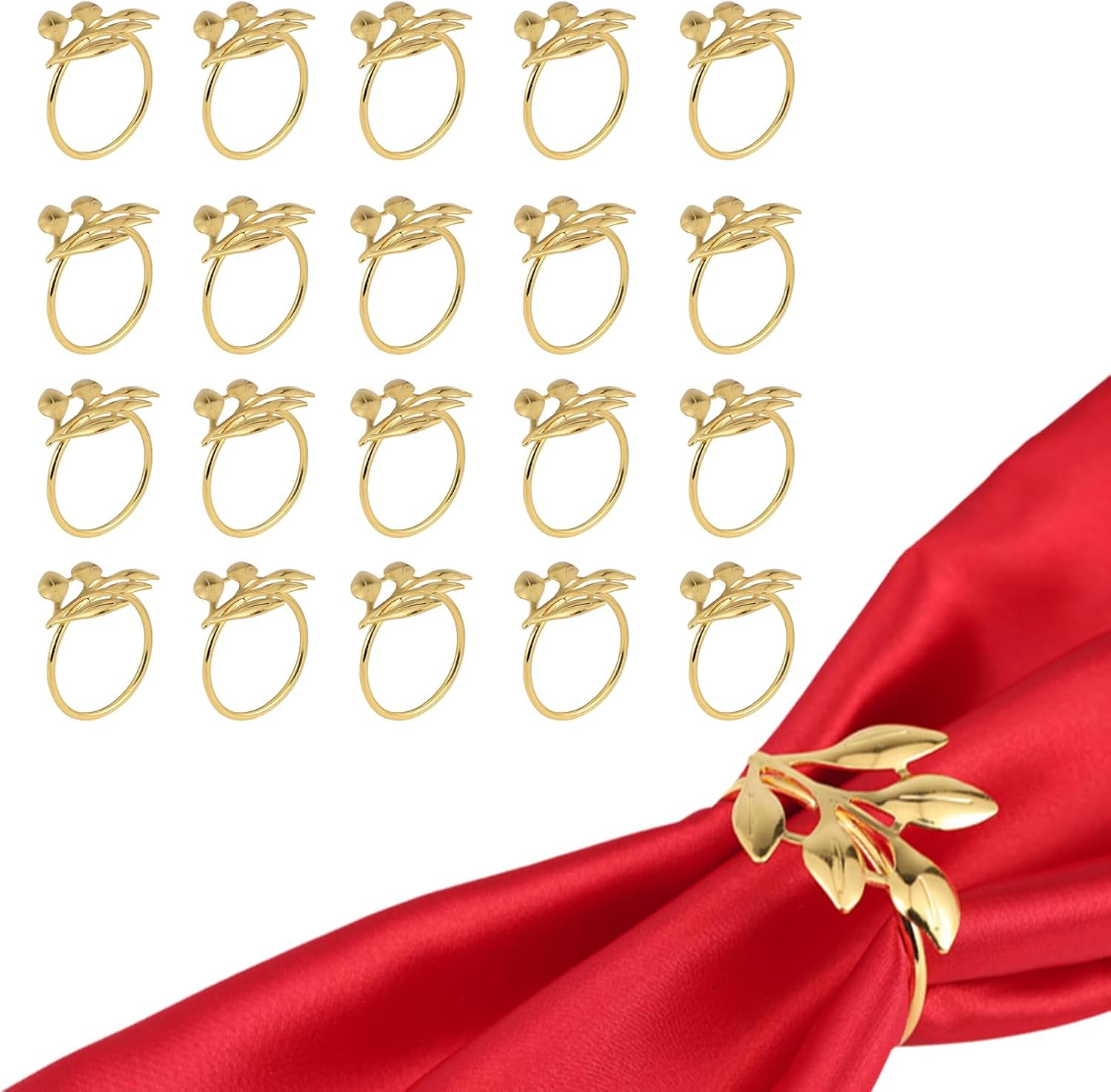 20 PCS High End Gold Leaf Shaped Napkin Rings - Suitable for Hotel Table Setting/Banquet Tableware/Home Dining Table Decoration. | Amazon (US)