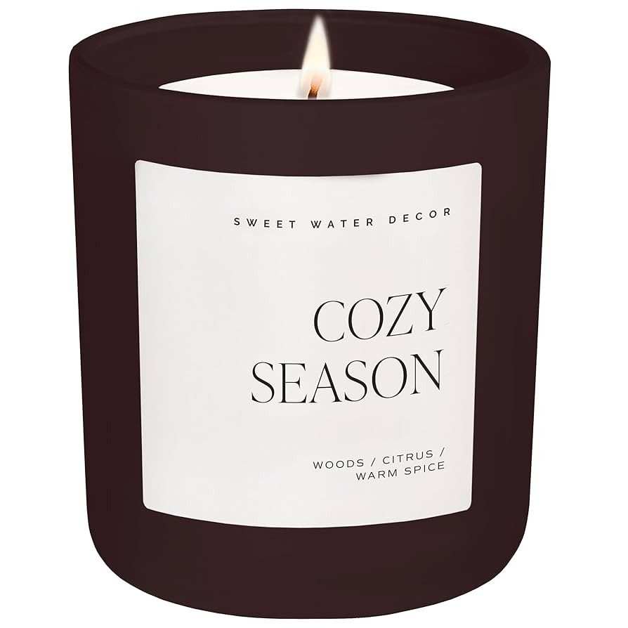 Sweet Water Decor Cozy Season Candle, Large 15oz Jar, Scented with Warm Woods, Citrus & Spice, No... | Amazon (US)