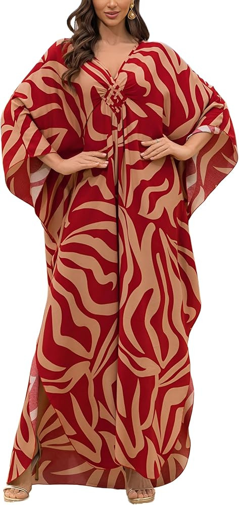 Women’s Kaftan Beach Cover Up Dress Plus Size Summer Swimsuit Loungewear Maxi Dress | Amazon (US)