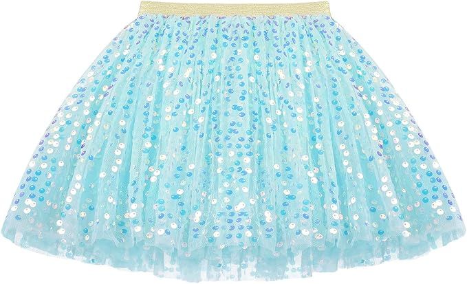 KEREDA Baby Girls Layered Tutu Skirt Sparkling Sequin Tulle Dance Skirts 1-8 Y | Amazon (US)