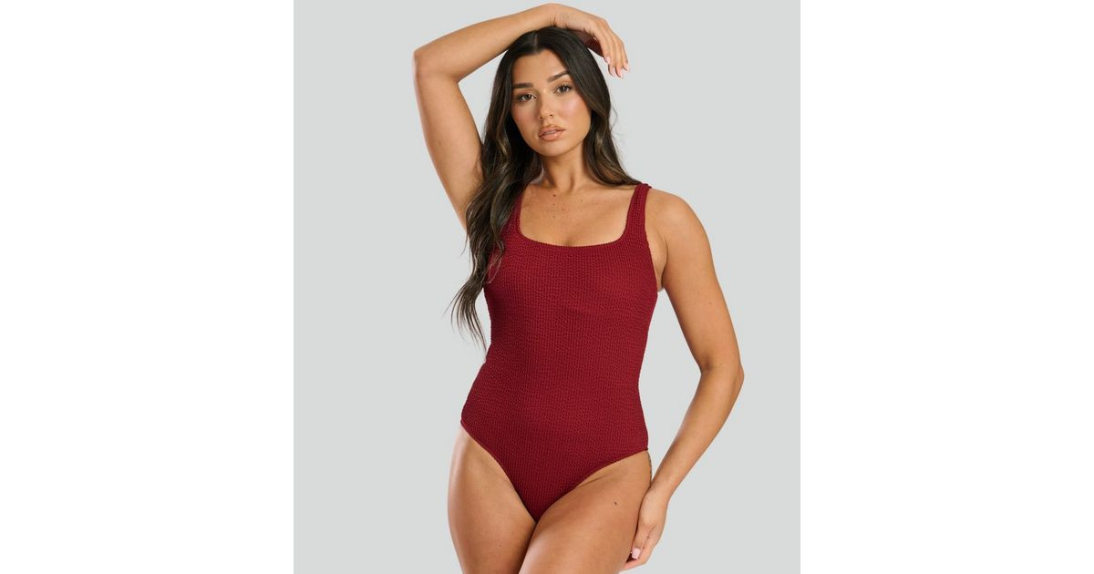 South Beach Burgundy Tummy Control Crinkled Swimsuit
						
						Add to Saved Items
						Remove... | New Look (UK)