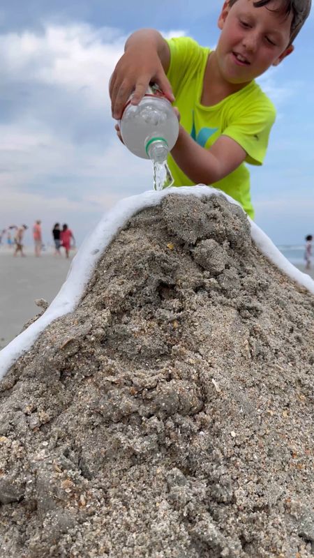 Beach Vacation Activity : Sand Volcano 

Bring vinegar & baking soda to the beach for a fun science experiment.  Have kids build a volcano 🌋 insert a bucket or cup inside the top.  Add 1-2 cups baking soda & pour in vinegar.  Watch the eruption!  
I’m linking some buckets that work well for this activity.

#family #beachvacation #beach #kids #summer2024 #sandtoys 

#LTKKids #LTKVideo #LTKFamily