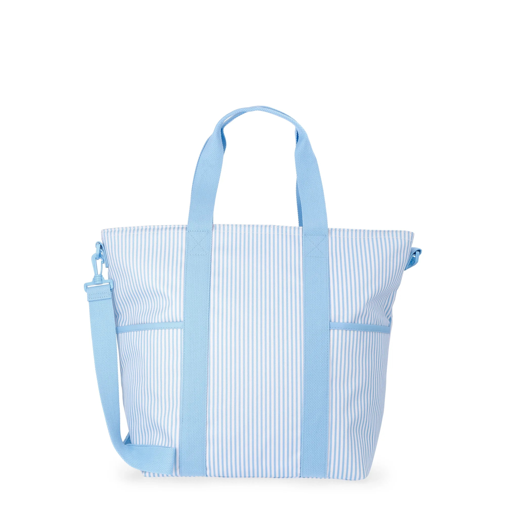 No Boundaries Women's Beach Insulated Tote Bag, Sky Pin Stripe | Walmart (US)