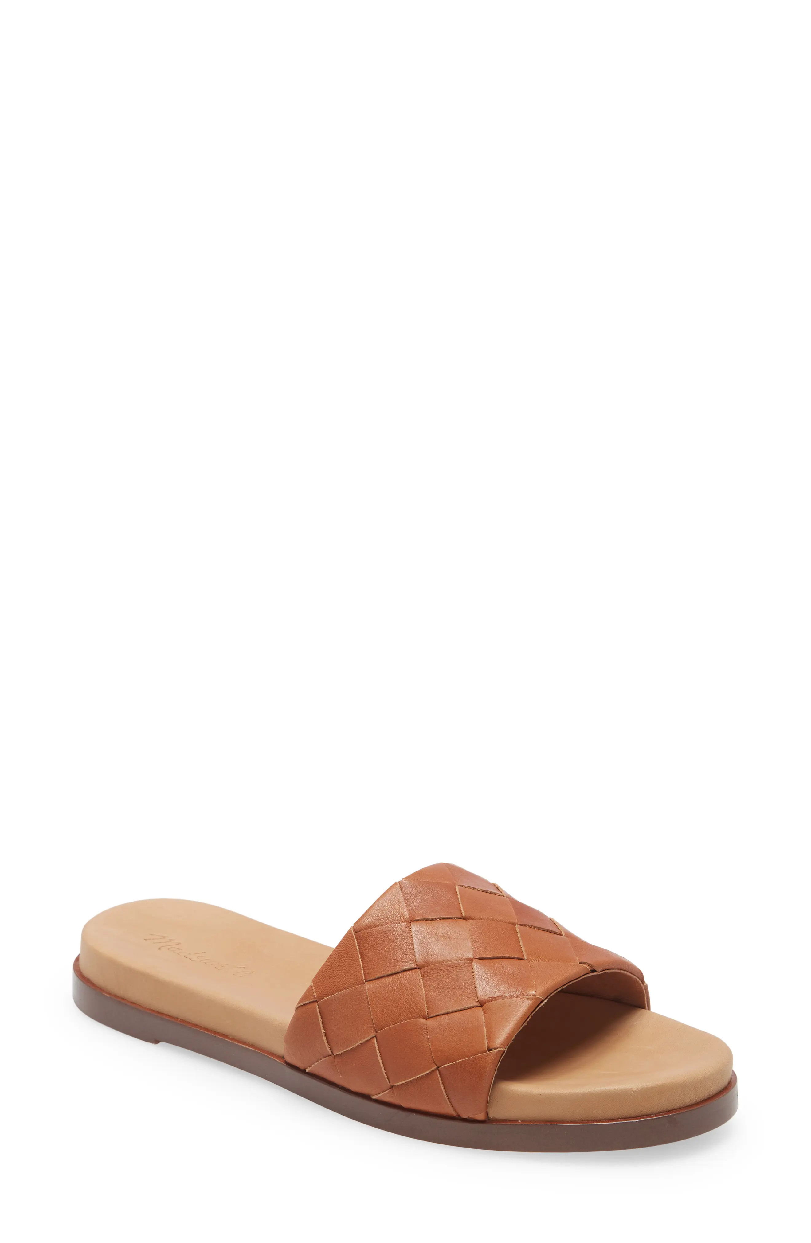 Madewell The Louisa Woven Slide Sandal in Burnished Caramel at Nordstrom, Size 8 | Nordstrom