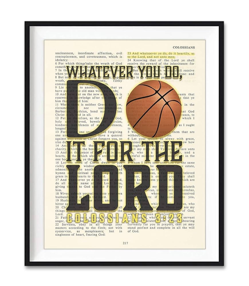 Basketball, Whatever You Do, Do It For the Lord, Colossians 3:23, Vintage Bible Verse Wall Christ... | Amazon (US)