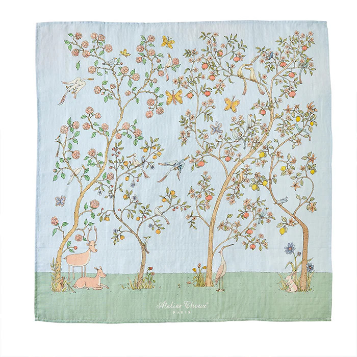 Atelier Choux Carré – In Bloom Blue Swaddle | Caitlin Wilson Design
