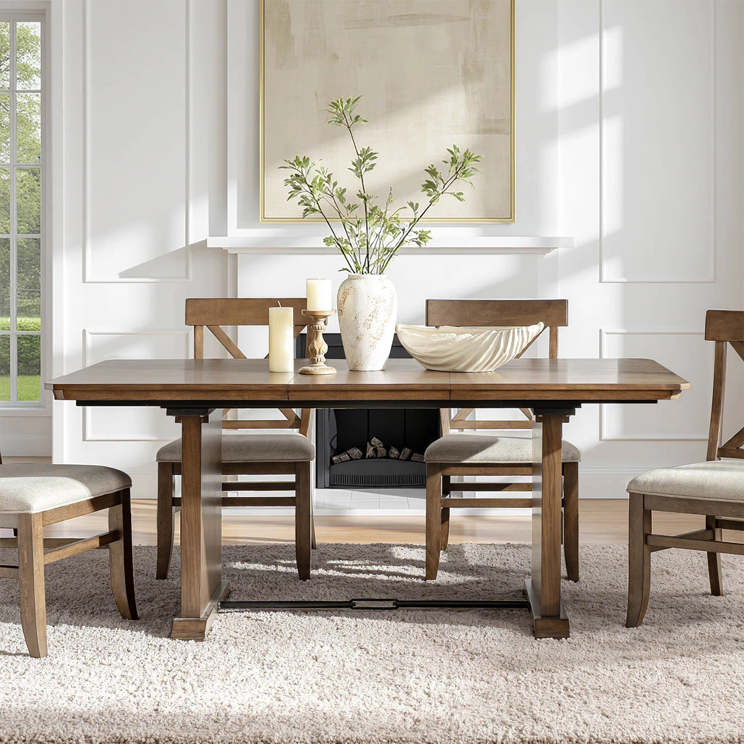 Agustin Transitional Dining Table With Invisible Slide Extension Board | Wayfair North America