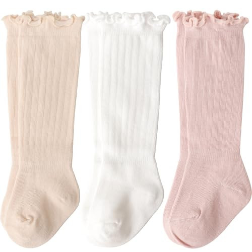AQOKKA Baby Knee High Socks Kids Tube Long Boot Cotton Knit Stocking Infant Toddler Dress Socks for Boy Girl | Amazon (US)