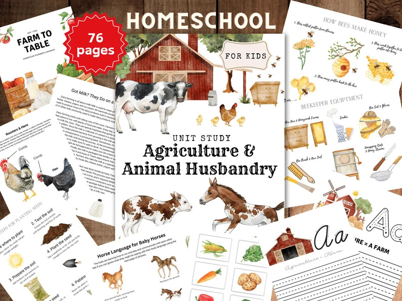 Farming Unit Study, Agriculture, Nature Study, Homesteading, Farm Animals, Handwriting, Homeschoo... | Etsy (US)