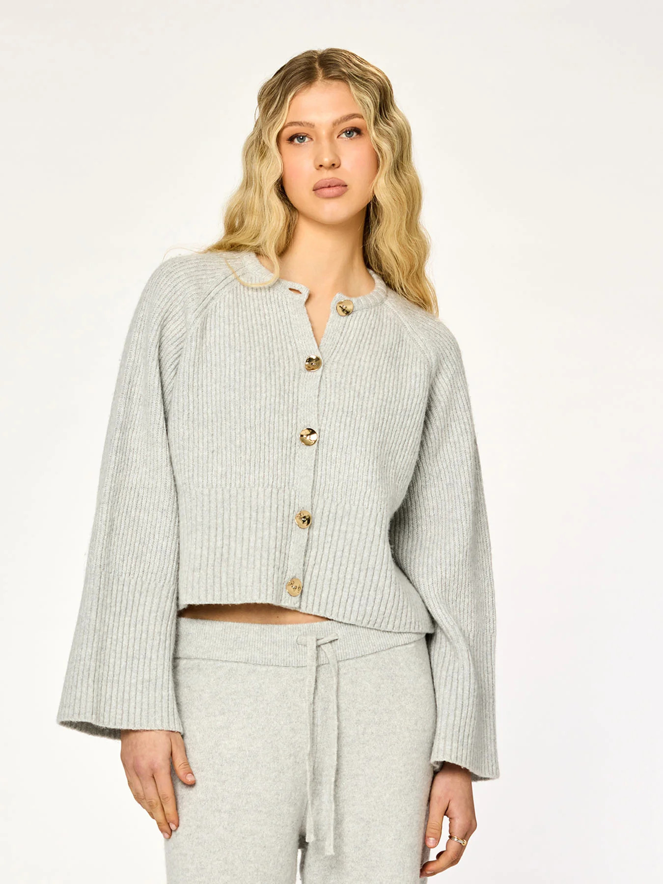 HEATHER - Knit Cardigan • Light Grey | Ninety-9