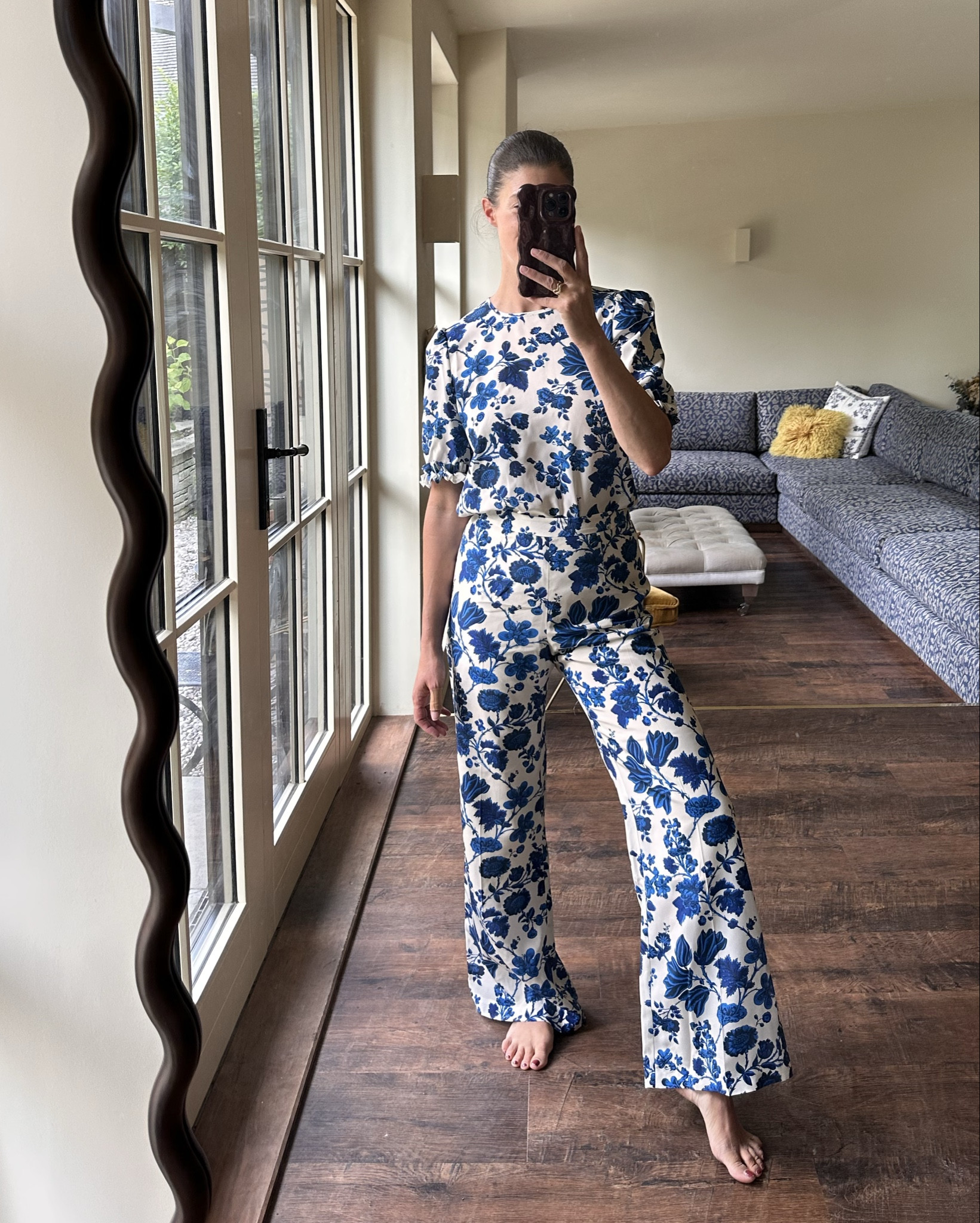 Blue and white silk two piece - outfit of dreams

Wearing size 8 in both 
