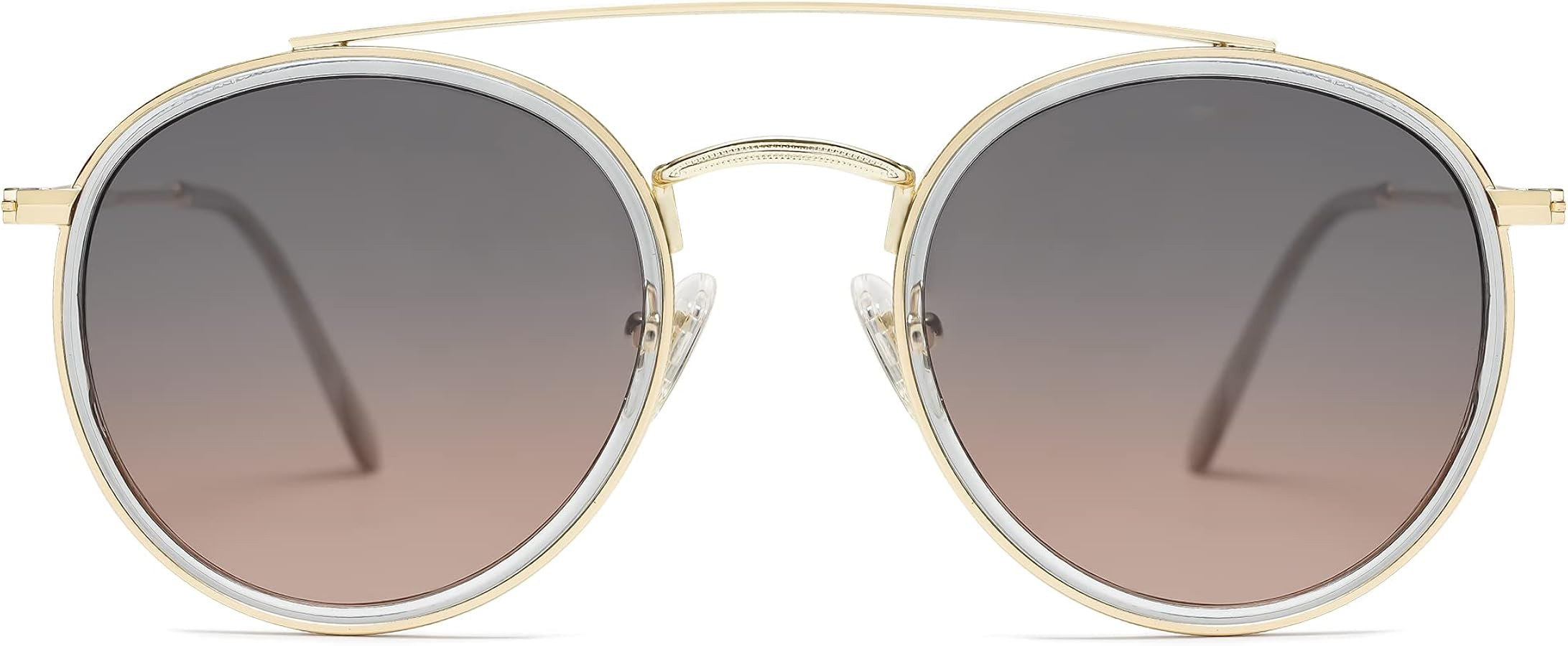 SOJOS Retro Vintage Round Polarized Sunglasses for Women Men Small Double Bridge Circle Sunnies S... | Amazon (US)