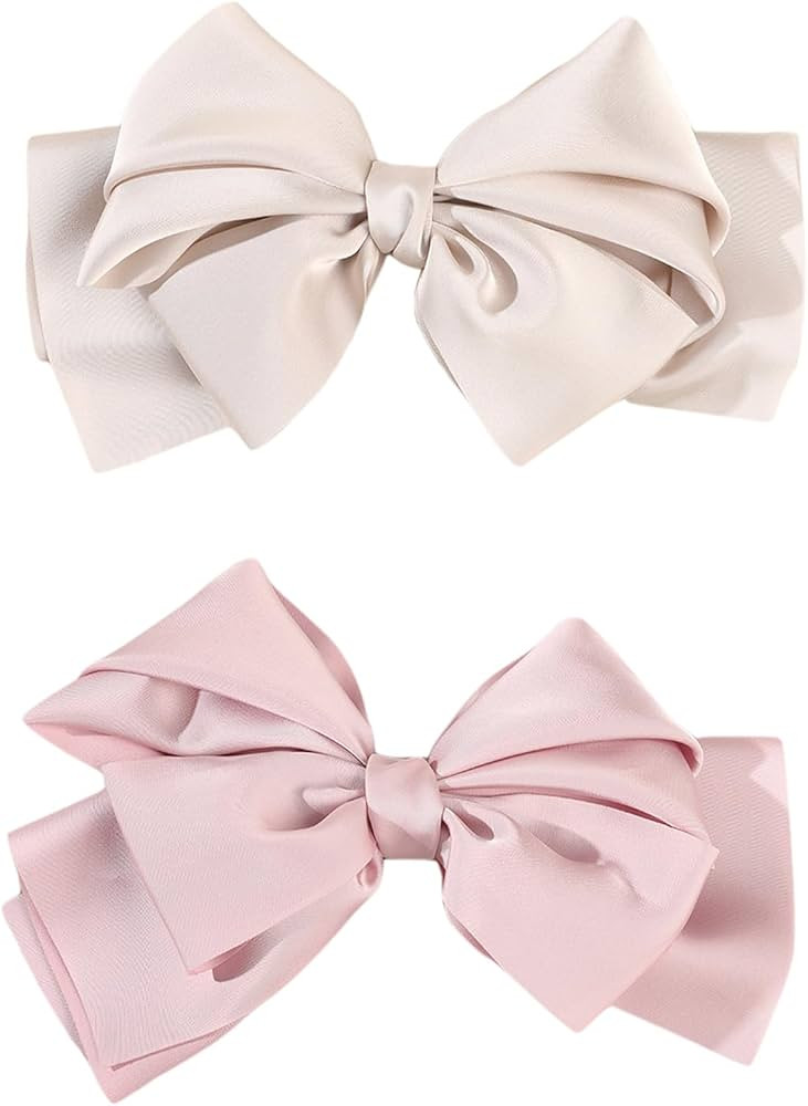 Lazos grandes para el cabello para mujer, pinzas de satén para el cabello, accesorios para el ca... | Amazon (US)