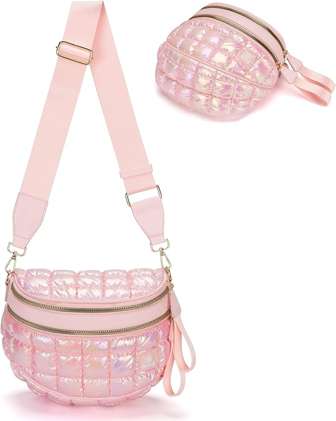Puffer Crossbody Bum Bags for Women Puffy Checkered Purse Quilted Fanny Pack | Amazon (US)