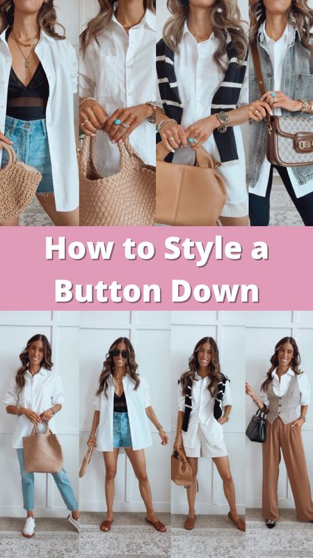How to Style a White Button Down | How to Style a White Shirt | Button up | Summer outfit | summer outfits | capsule wardrobe 

#LTKSaleAlert #LTKStyleTip #LTKFindsUnder50
