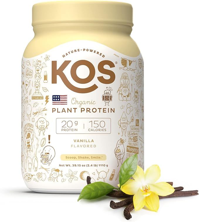 KOS Organic Plant Based Protein Powder, Vanilla - Delicious Vegan Protein Powder - Keto Friendly,... | Amazon (US)