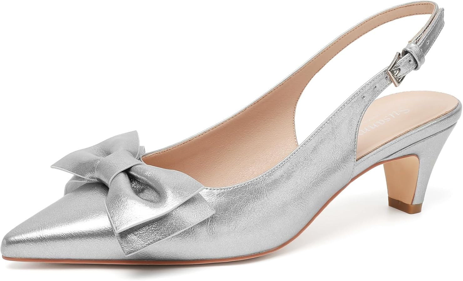 Susanny Kitten Heels for Women Closed Toe Heels Pointed Pumps Sexy Slingback Low Heeled Elastic S... | Amazon (US)