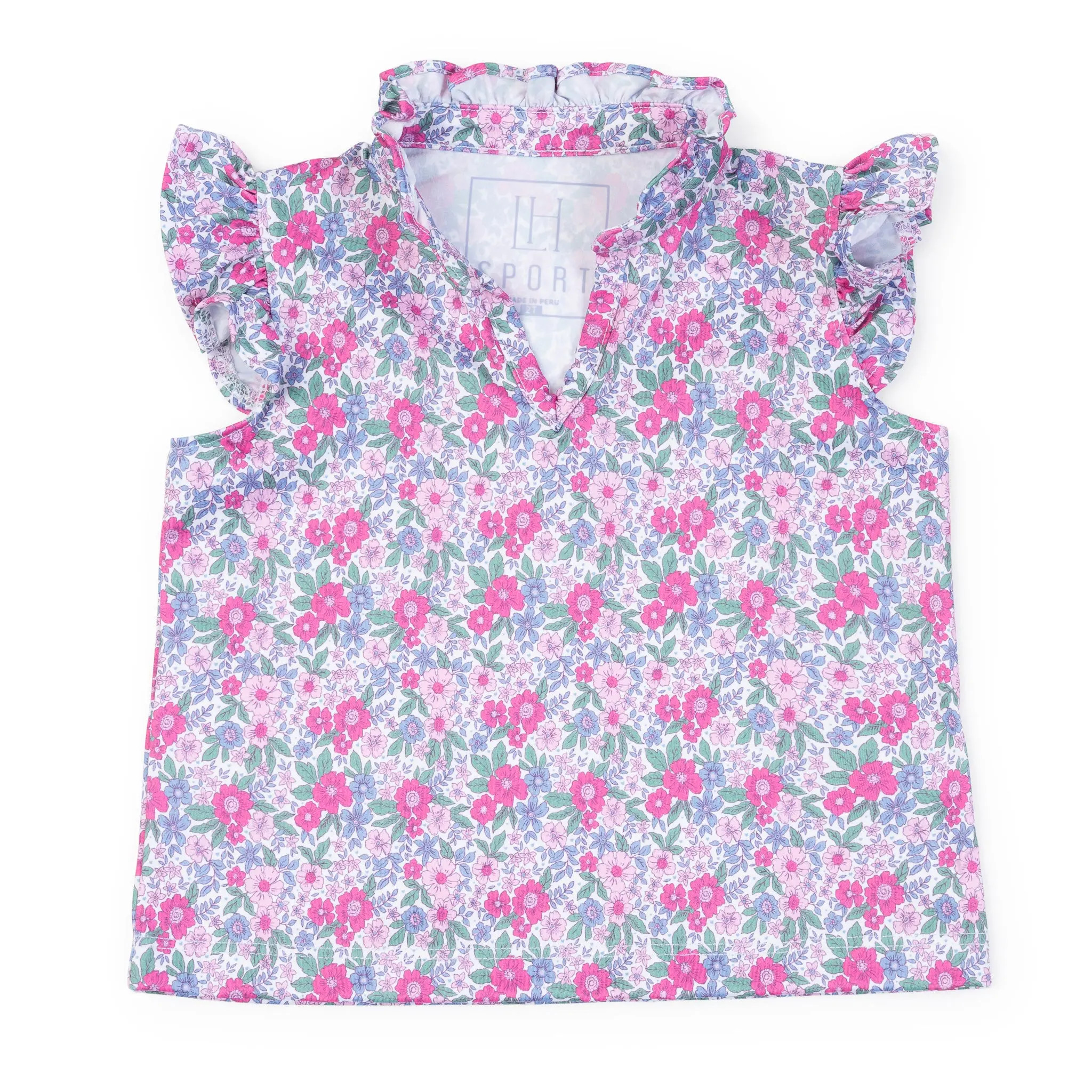 Lila and Hayes Ellie Girls' Sleeveless Ruffled Top by LH Sport in Peace Love Butterflies at Nordstrom, Size 8 | Nordstrom