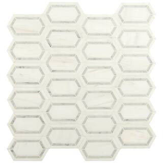 MSI Pavilion Picket 12 in x 12 in. x 10 mm Polished Marble Mosaic Tile (10 sq. ft. / case) BIANDO... | The Home Depot