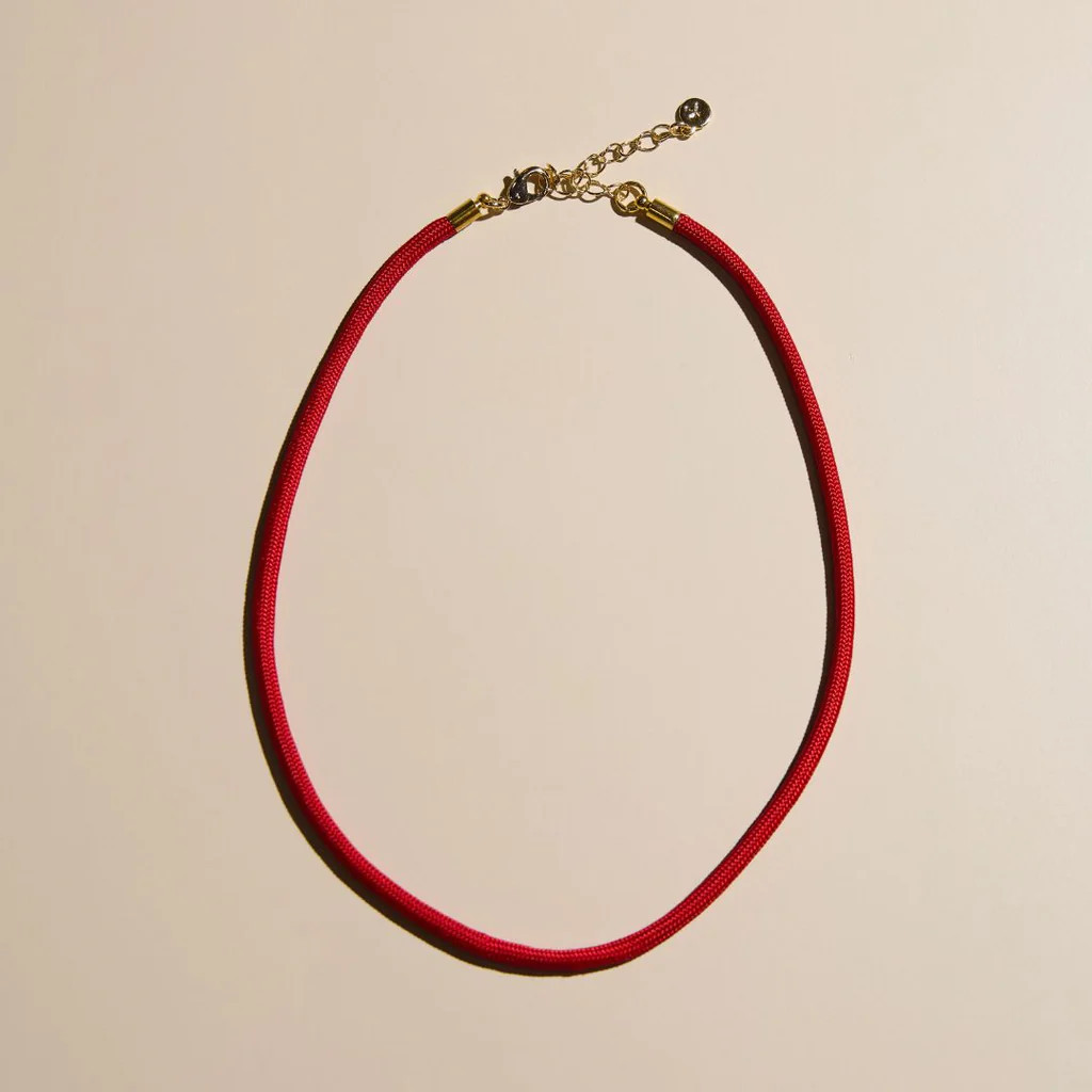 Red Minimalist Waterproof Cord Necklace | Nickel and Suede