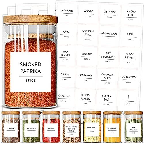 Talented Kitchen 184 Spice Jar Labels Preprinted. 184 Minimalist Black Text on Square White Label... | Amazon (US)