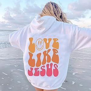 Love Like Jesus Jesus Hoodie Christian Sweatshirt , Sweatshirt w/ Words On Back Trendy, Hoodies w... | Amazon (US)