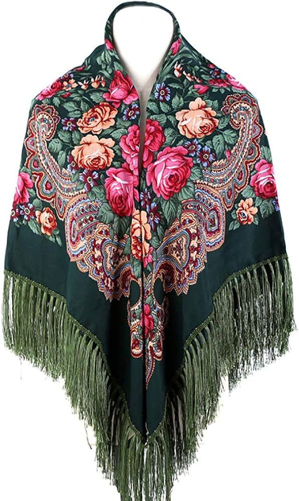 Gudessly Women's Traditional Scarf Wrap Tassel Fringes Neck Head Shawl Retro Scarf Floral Poncho ... | Amazon (US)