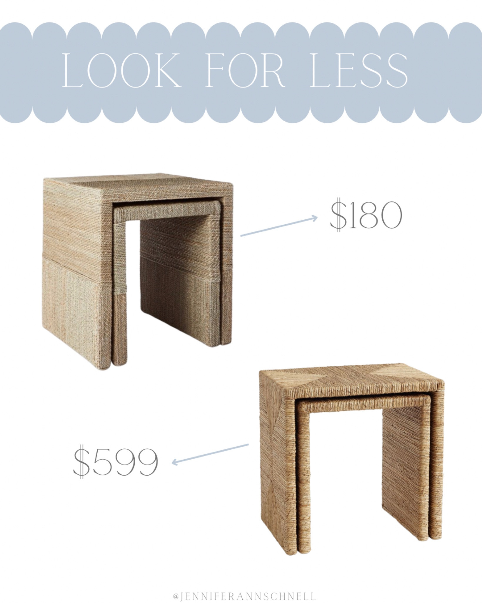 Love these Target Studio McGee nesting side tables and they are less than 1/3 the price of these similar Pottery Barn ones!

Woven side table, look for less, Pottery Barn dupe, coastal decor, beach house decor, beach decor, beach style, coastal home decor, coastal decorating, coastal interiors, coastal house decor, beach style, neutral home decor, modern traditional


#LTKhome #LTKstyletip #LTKFind