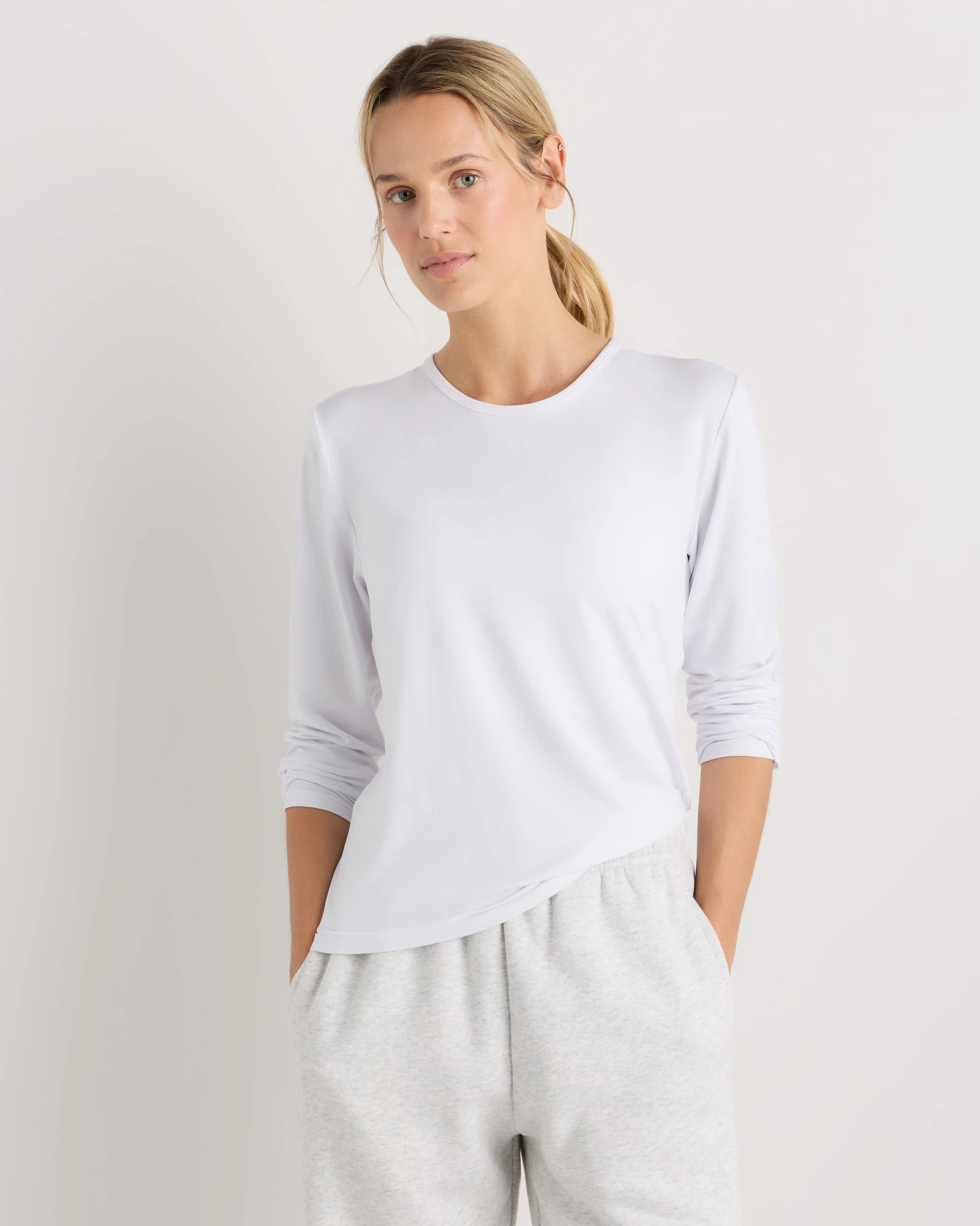 Quince | Women's Flowknit Breeze Long Sleeve Top in Heather Coral, Size XL, 100% Polyester | Quince