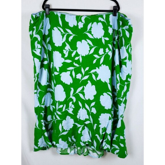 Kate Spade x Target Green Floral Skirt Womens 4X Midi Flare Linen-Blend Pull On | Poshmark