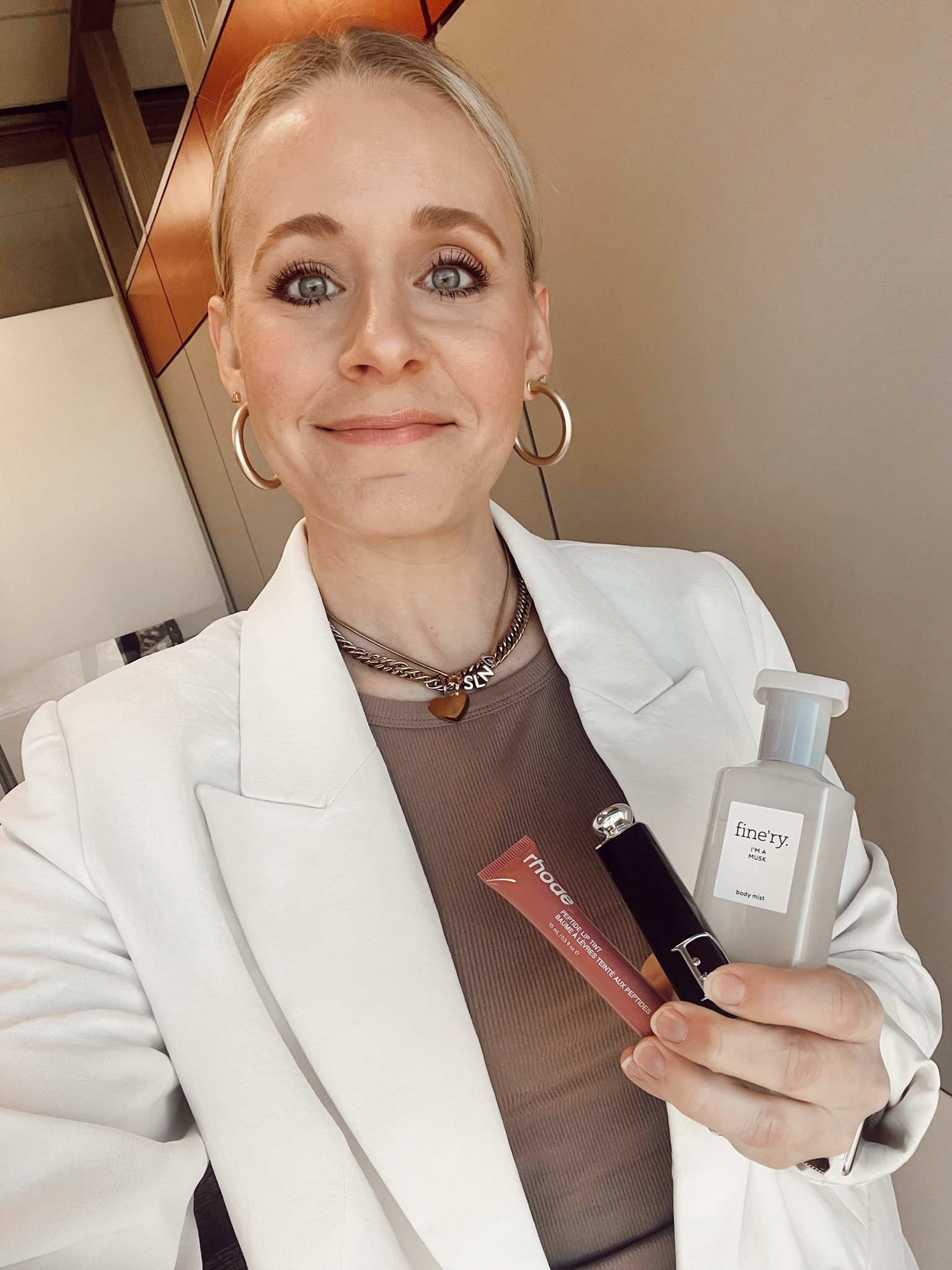 Todays lineup: 
- Dior Addict Lip: Nude Look
- Rhode Lip Tint: Salty Tan
- Fine’ry Perfume: I’m a Musk
- Ribbed Knit: Amazon 
- Blazer: Target 
- Jewelry: Abbott Lyon 

#LTKBeauty #LTKStyleTip #LTKWorkwear
