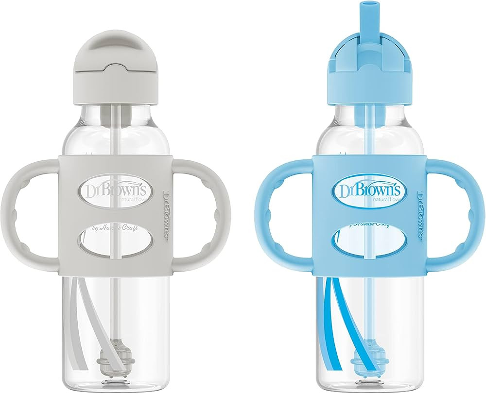 Dr. Brown's Milestones Narrow Sippy Straw Bottle, Spill-Proof with 100% Silicone Handles and Weig... | Amazon (US)