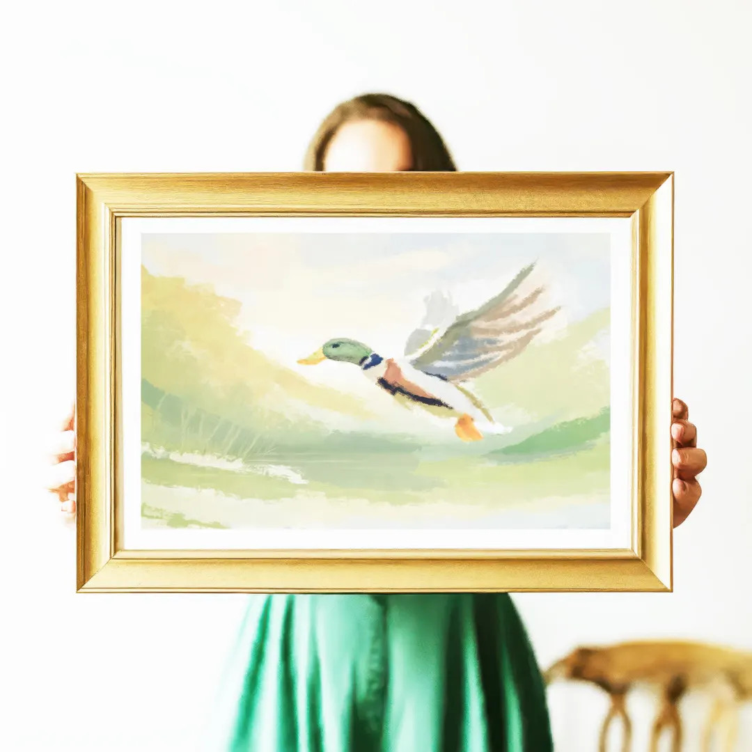 Grandmillenial Wall Decor Mallard Duck Nursery Art Abstract Pastel Landscape Digital Print Vintag... | Etsy (US)