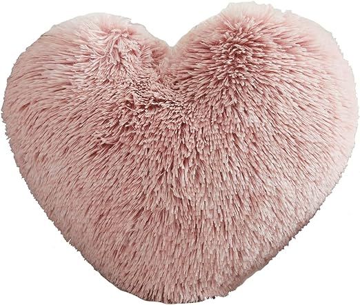 MorroMorn Fluffy Heart Throw Pillows, Shaggy Decorative Pillow for Sofa Couch Bed, Cute Room Deco... | Amazon (US)