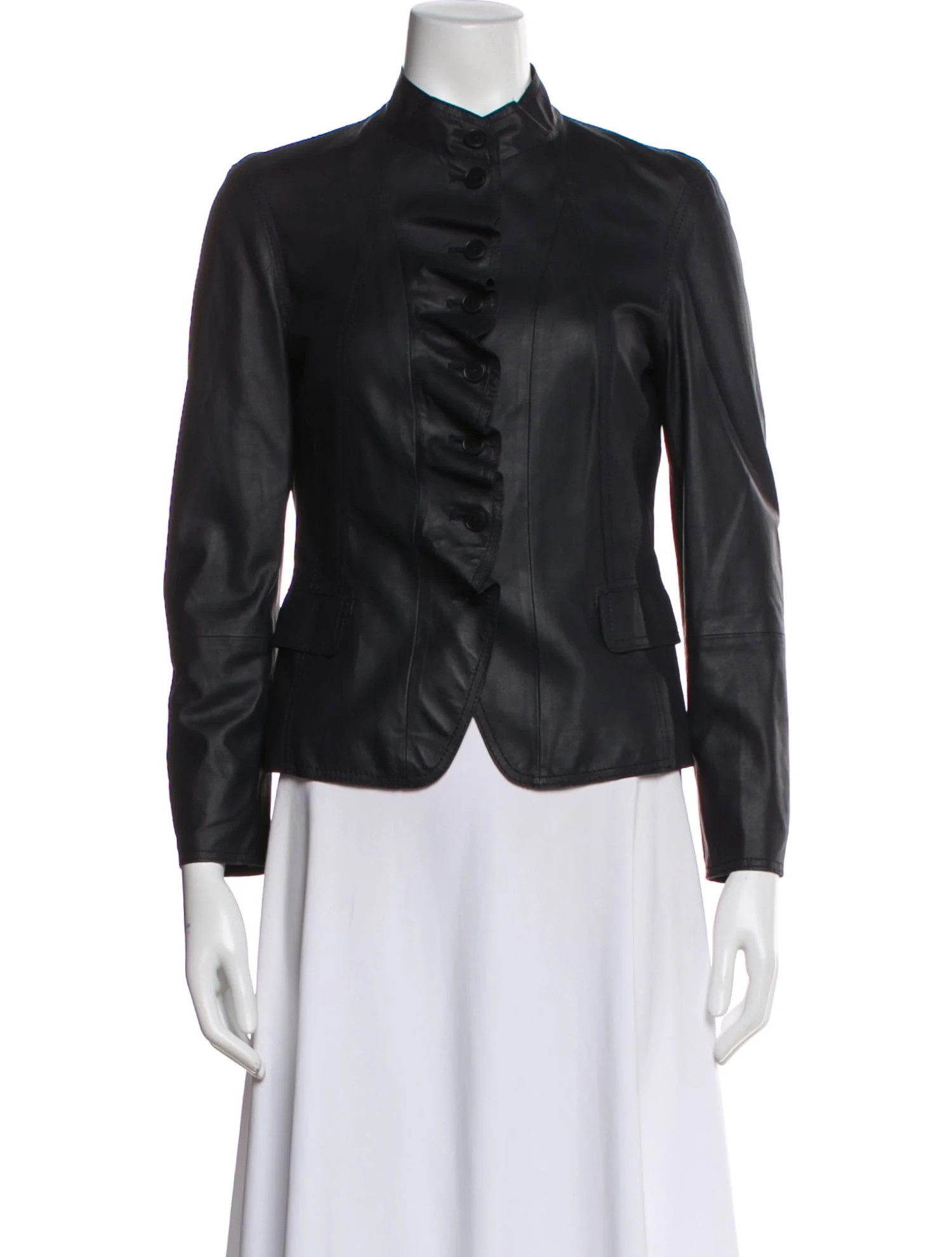 Escada Vintage Leather Evening Jacket - Blue Jackets, Clothing - ESC177971 | The RealReal | The RealReal