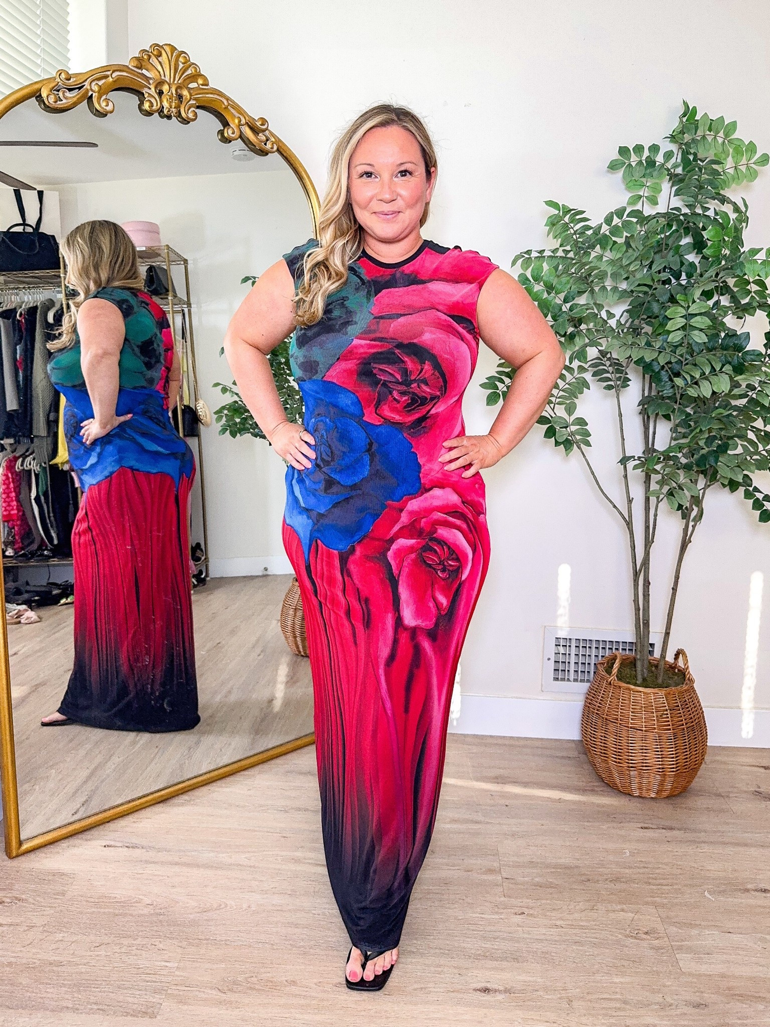 Stunning special occasion dress! 
So soft and stretchy and love the colors and print! Wearing size XL

Petite style, AFRM, special occasion dress, date night dress, spring style, spring outfit, spring dress, maxi dress, party dress, midsize style

#LTKFestival #LTKMidsize #LTKPetite