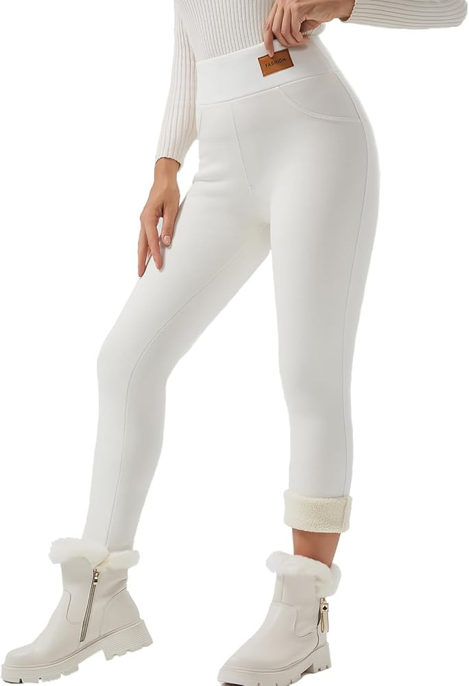 JK SUE JONES Women Winter Warm Thick Leggings Fleece Lined Stretchy Soft Thermal Sherpa Pants Hig... | Amazon (US)