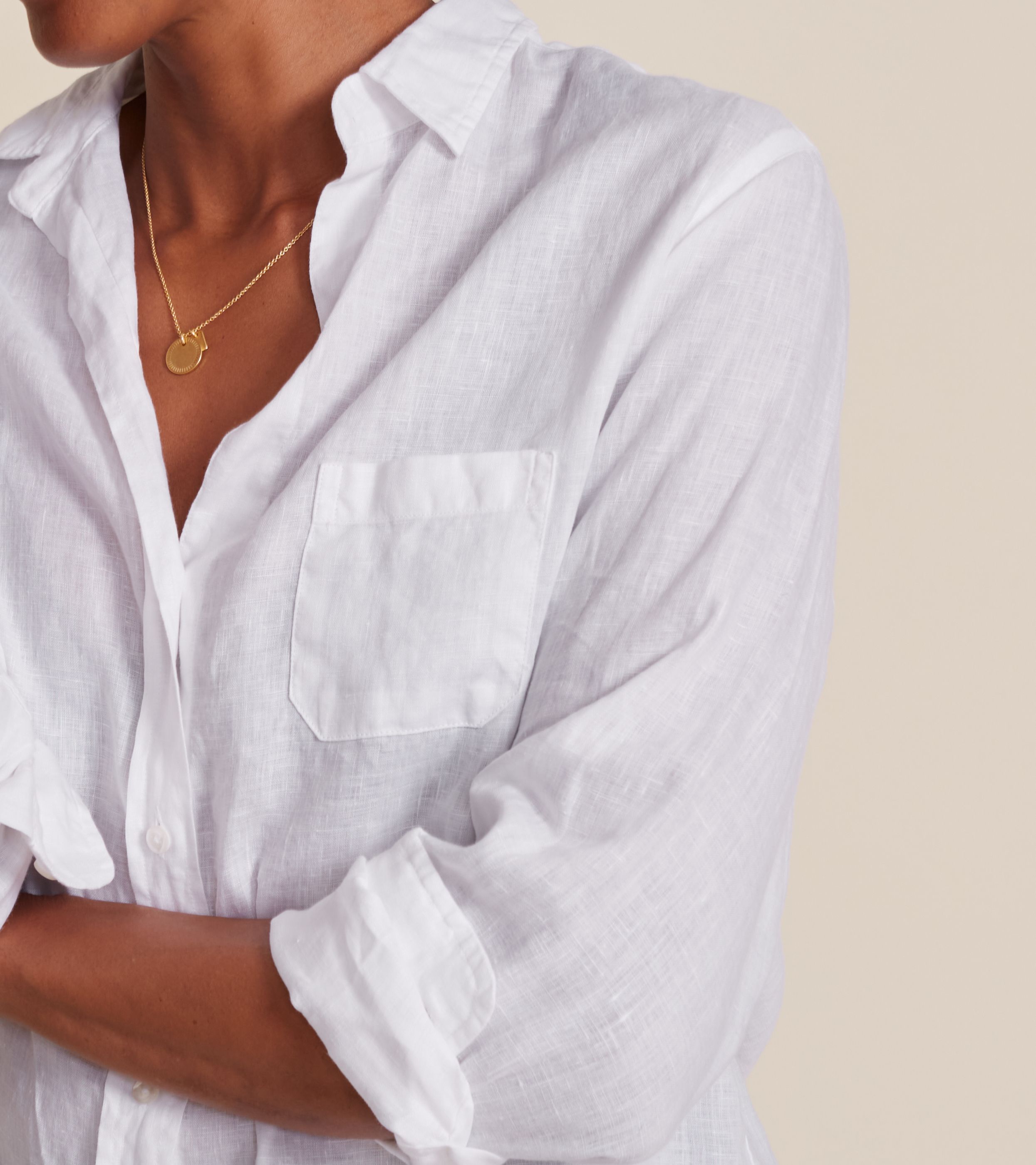 The Hero Button-Up Shirt White, Garment Dyed Tumbled Linen | Grayson