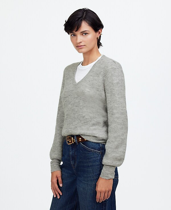 Alpaca-Blend Deep V-Neck Sweater | Madewell | Madewell